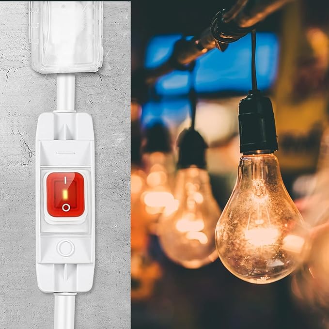 Extension Cord with Switch On/Off Waterproof Switch 35Ft No Plugging and Unplugging Invintage Stereo Devices Without Built-in Power Switch(35 FT, White)