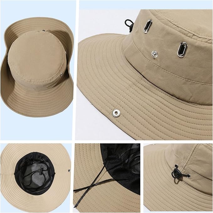 levayhill 25L Foldable Backpack & Bucket Hat 2 IN1 Combo, Lightweight packable Travel Set, Compact Daypack Sun Fisherman Hat (Lake Blue)