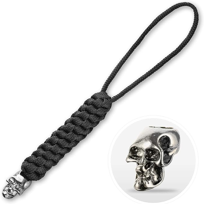 M-Tac Skull Knife Lanyard with Bead – Paracord Lanyard for Knives & EDC – Tactical Knife Fob Pull Cord – Durable Paracord