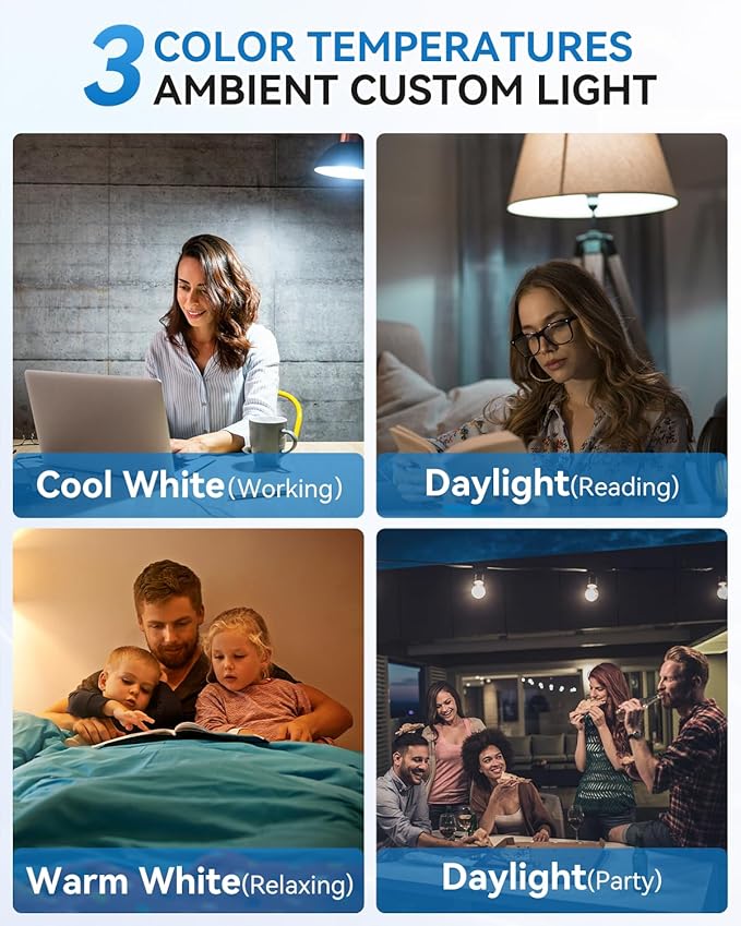 WirelessGlow Rechargeable Light Bulbs with Remote, 3 Color Temperatures and Dimmable Battery Operated Light Bulbs, Touch Control + USB Rechargeable Battery Light Bulb, A19, 2 Pack