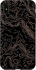 Topography Black & Brown Abstract Pattern Topographic Map Case for iPhone XS Max