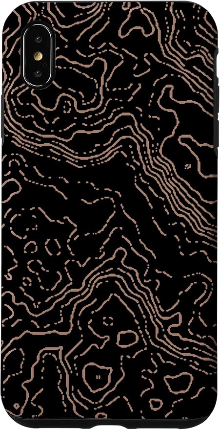 Topography Black & Brown Abstract Pattern Topographic Map Case for iPhone XS Max