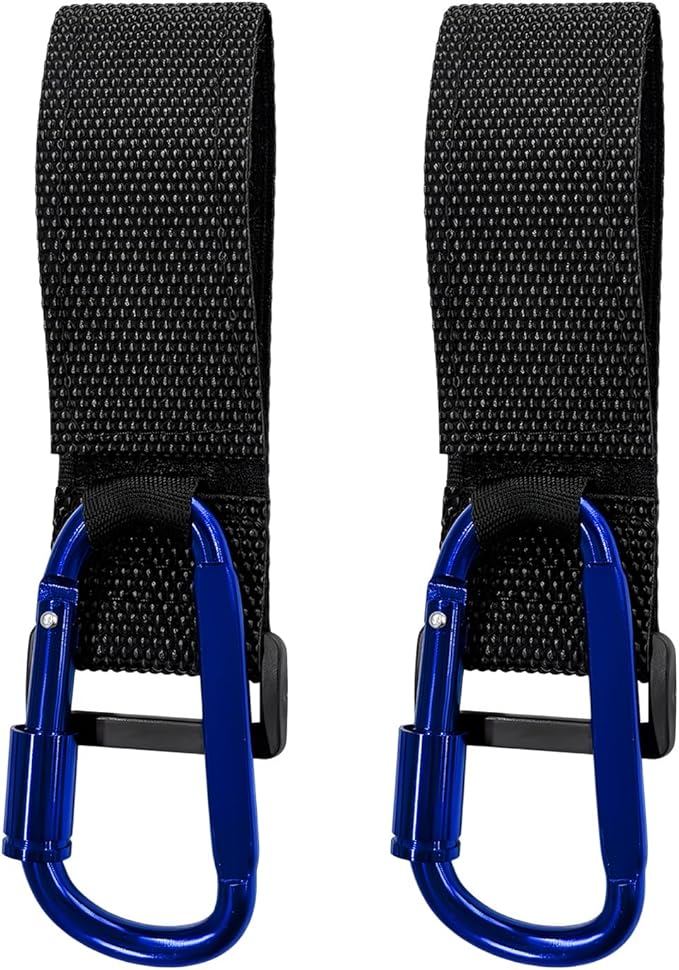 2 PCS UTV Hook for Hanging Headsets, Aluminum Alloy Stroller Carabiner Clips with Adjustable Strap, Multipurpose Roll Cage Hooks for Motorcycle Dirt Bike Scooter Owners (Dark Blue)