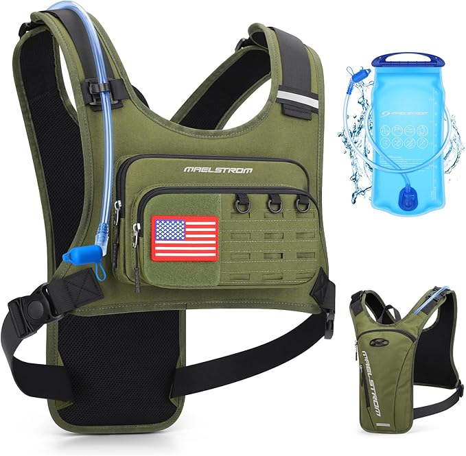Maelstrom Running Vest, Detachable Hydration Backpack for Men Women with 2L Water Bladder & Chest Pack, Breathable Hiking Water Backpack for Cycling, Climbing, Marathon