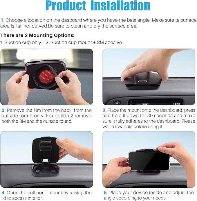 WixGear GPS Holder for Car, GPS Dash Mount for Garmin, Nuvi Drive Dezl Drivesmart, Tomtom, Magellan Roadmate, Rand McNally, Navman, Dash Anti-Slip Vehicle Phone Holder Compatible with All Smartphones