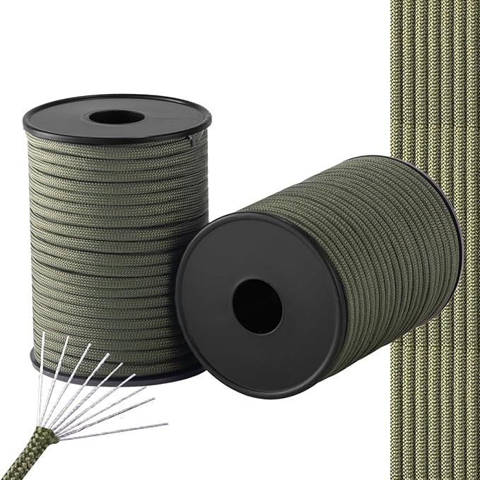 550 Paracord Rope,100ft/330ft 9 Strand Parachute Cord 4mm,Tactical Paracord Rope para Cord Lanyard for Climbing,Tent,Camping,Hammock,Clothsline,Hiking,Fishing,Survival Bracelet