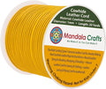 Mandala Crafts Round Genuine Mustard Yellow Leather Cord for Jewelry Making – 1mm Cowhide Leather Rope String Lace for Kumihimo – 20 Yards Cowhide Craft Cording Spool