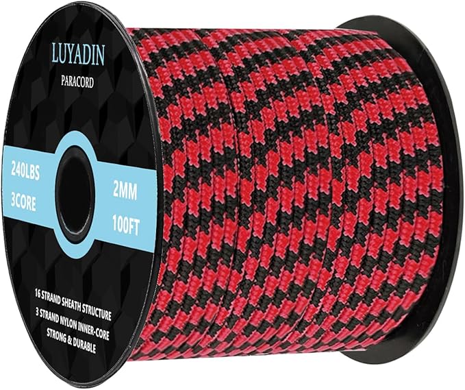 Paracord 240lb - Diameter 2mm Micro Utility Cord -3 Strand Parachute Spool Cord - 100ft 200ft,Paracord for Camping,Hiking,Fishing,Outdoor and DIY