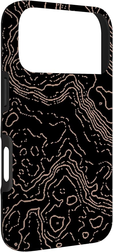Topography Black & Brown Abstract Pattern Topographic Map Case for iPhone 17 Pro