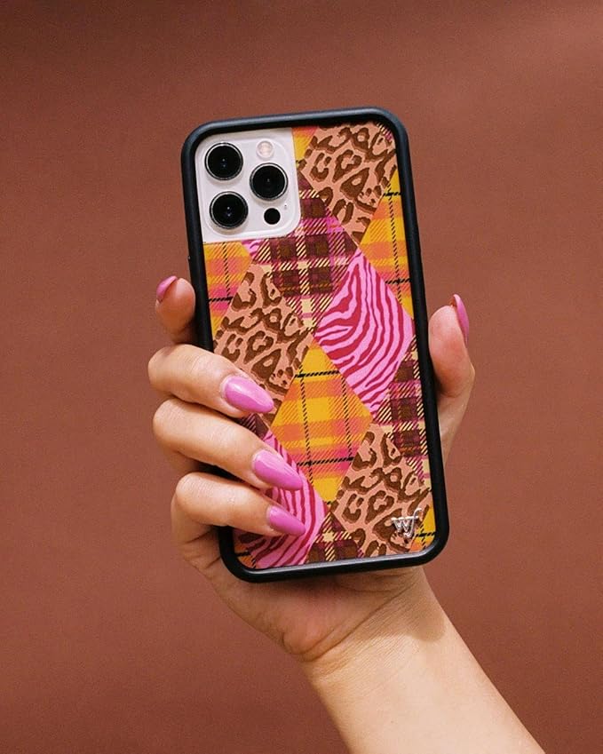 Wildflower Cases - Compatible with iPhone 13 Pro | Protective Black Bumper, 6.5ft Drop Test Certified, Women Owned Small Business | Leopard, Pink, Orange, Plaid, Trendy, Cute | Pretty Prep