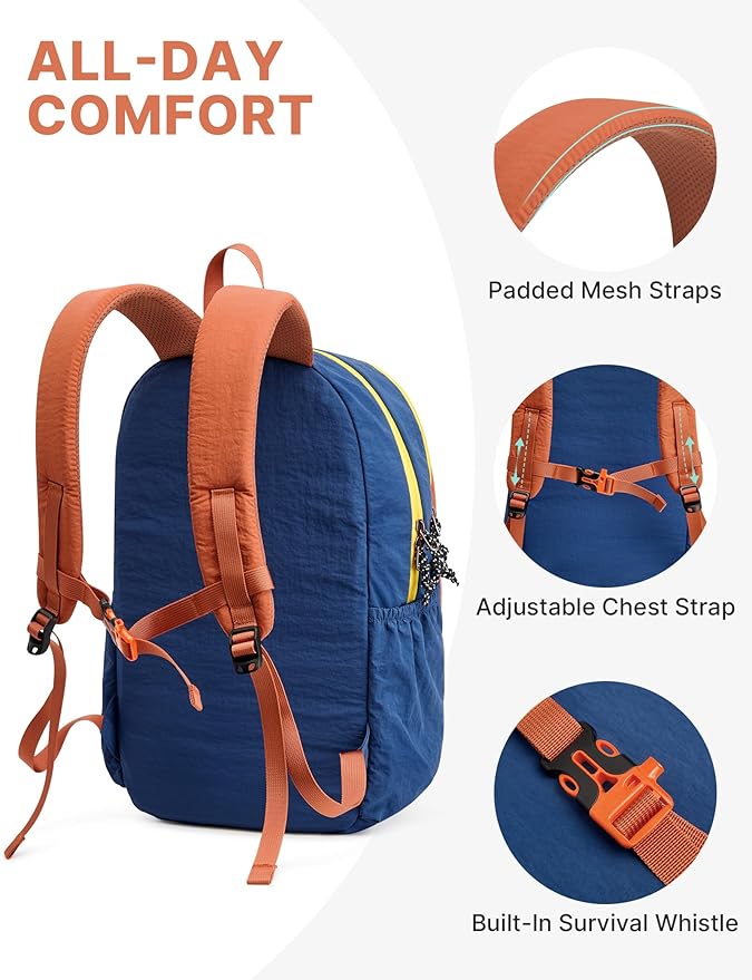 G4Free 15L Hiking Backpack Lightweight Small Travel Backpack Casual Daypack for Women Men Outdoor Campus, Orange