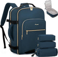 LOVEVOOK Travel Backpack for Women & Men 50L,Airline Approved Carry On Backpack Travel Essentials,TSA Carry on Luggage,Waterproof Personal Item Travel Bag,Suitcase with 3 Packing Cubes,Indian Teal