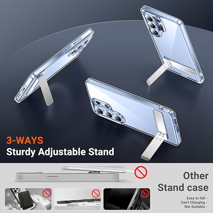 Temdan Designed for Samsung Galaxy S26 Ultra Case,[Built in Hidden Kickstand][Military Grade Drop Protection] [Never Yellowing] Slim Thin Phone Case for Galaxy S26 Ultra Case 6.9"- Crystal Clear