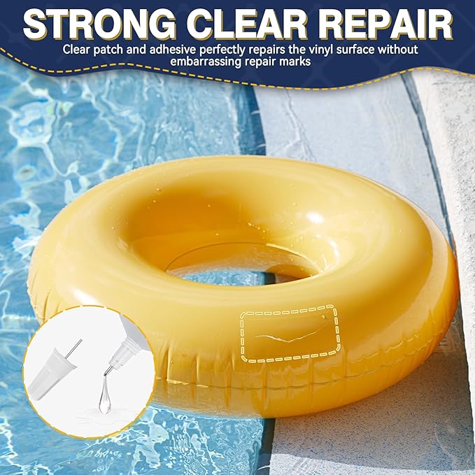 Tiepetly Vinyl Repair Kit Transparent, Air Mattress Patch Kit Heavy Duty, Pool Liner Patch Waterproof, for TPU, EVA, ABS, PVC, Inflatables, Swimming Pool, etc (15ml 2pack)