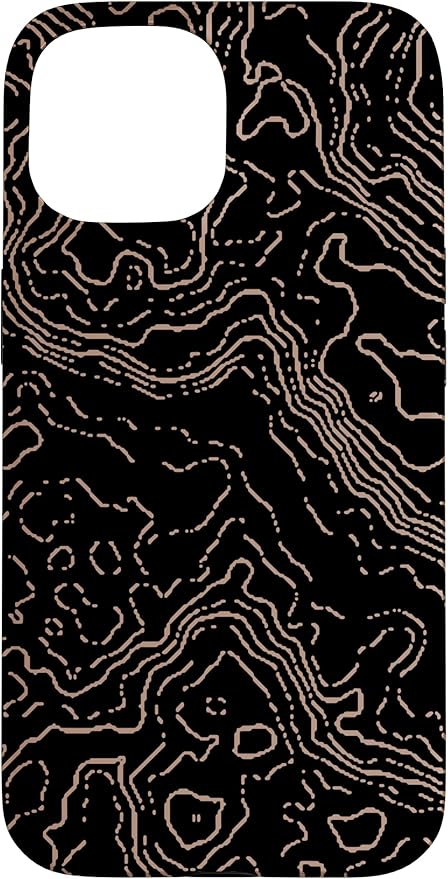 Topography Black & Brown Abstract Pattern Topographic Map Case for iPhone 15