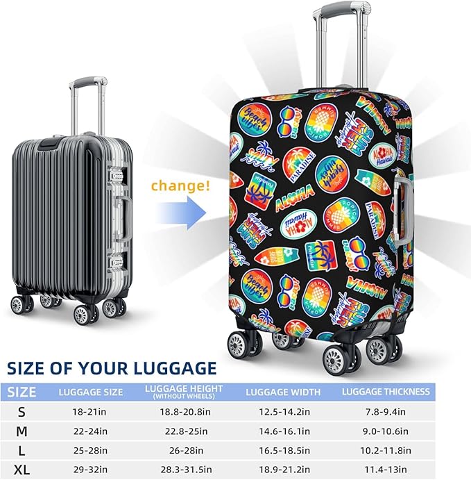 Tropical Vacation Badges Elastic Luggage Cover, Suitcase Protector For Travel (Fits 25-28 Inch Luggage)