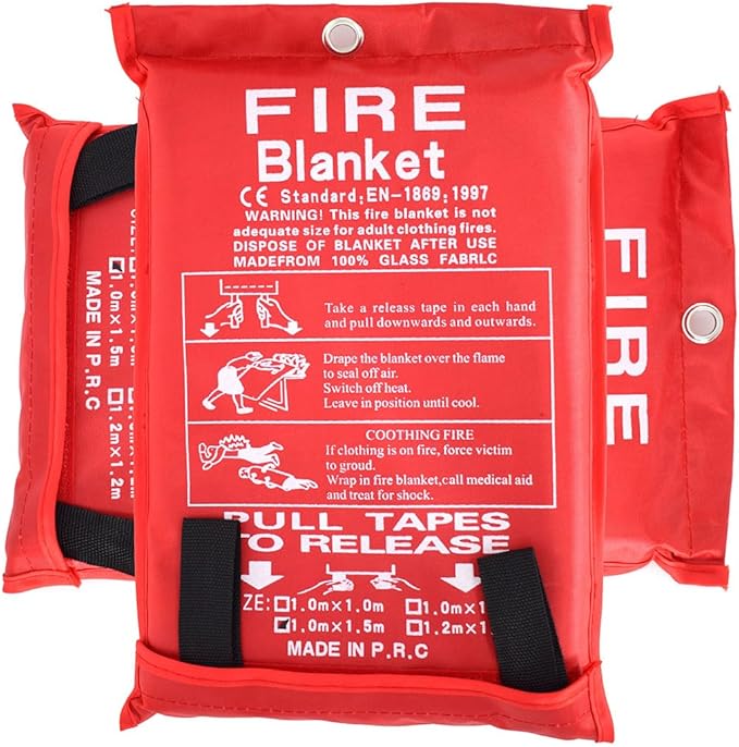 Parcil Safety PD-452 Emergency Fire Blanket (Pack of 2) Car Emergency Kit Fire Extinguisher for Home & Kitchen, Woven Fiberglass Household Essentials, Chemical Free, No Mess, Large