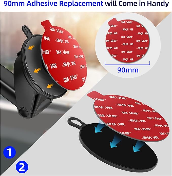 Dashboard Pad Mounting Disk for Suction Cup, 3.75” Large Plastic Extra Strong Adhesive Disc for Dash Windshield Holder, Camera GPS, Tablet, Car Phone Mount Base with Sticky Adhesive Replacement