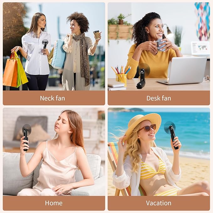 Mini Handheld Fan,USB Rechargeable 3 IN 1 Personal Cooler Fans with Power Bank,LED Flashlight,Small Foldable Portable Pocket Fan-Travel & Emergency Essentials for Outdoor Black
