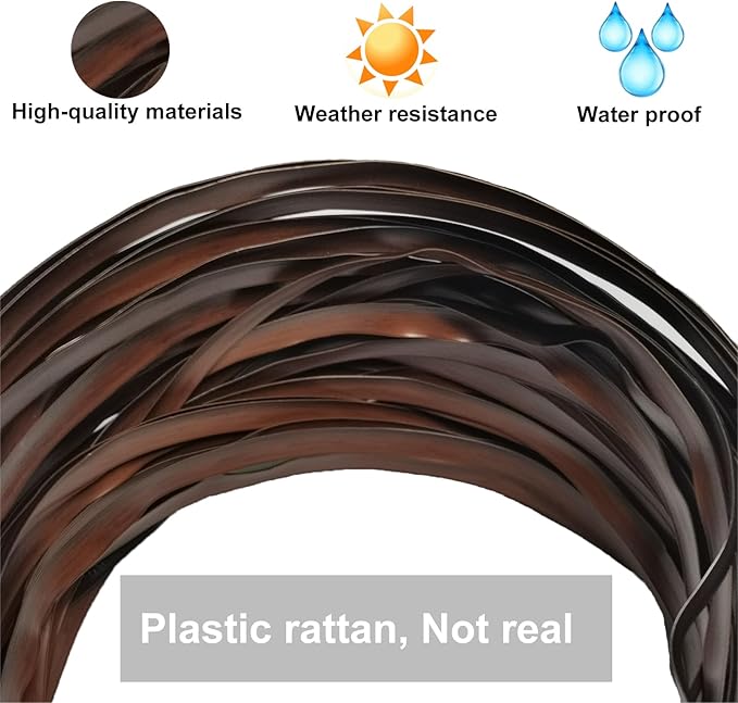 120Ft Wicker Repair Rattan Repair Kit, Supplies for Patio Chair Garden Outdoor Furniture, Synthetic Plastic Wicker Poly Rattan Waterproof Basket DIY 0.5 Pounds