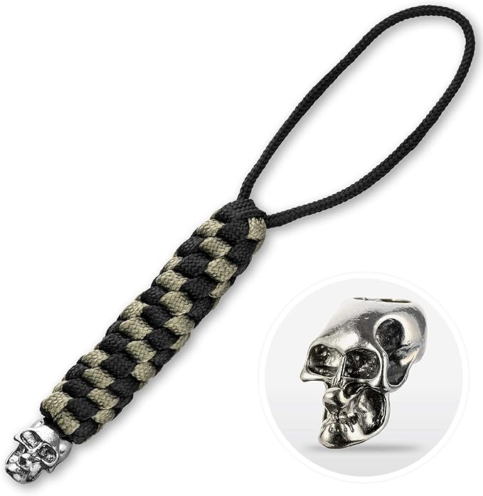 M-Tac Skull Knife Lanyard with Bead – Paracord Lanyard for Knives & EDC – Tactical Knife Fob Pull Cord – Durable Paracord