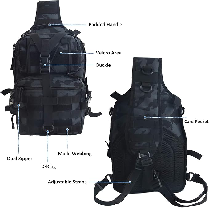 hopopower Tactical Sling Bag, Sport Bag Military Rover Shoulder Backpack EDC Assault Range Bag, Chest Pack Handbag Waterproof
