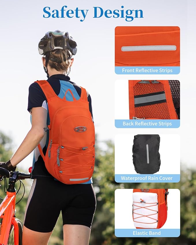 Hydration Backpack with 2L Water Bladder, Hiking Water Backpack for Men Women with Phone Pocket and Helmet Holder