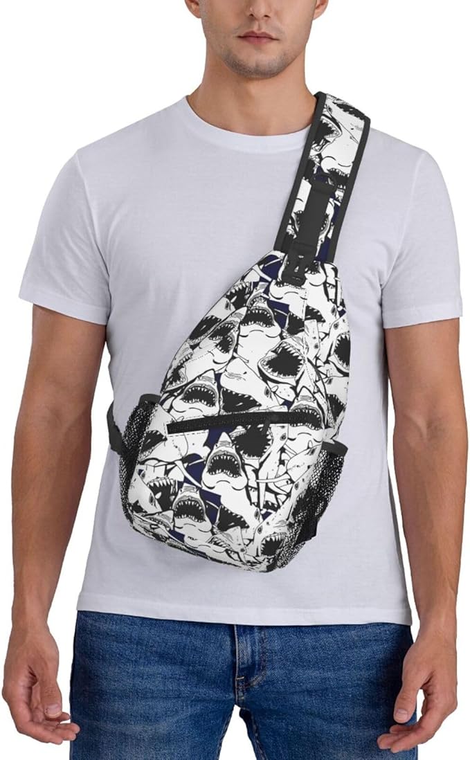 Shark Sling Bag For Women Men Fashion Backpack Crossbody Shoulder Bag Sling Backpack Chest Bag Travel Hiking Casual Sport Daypack