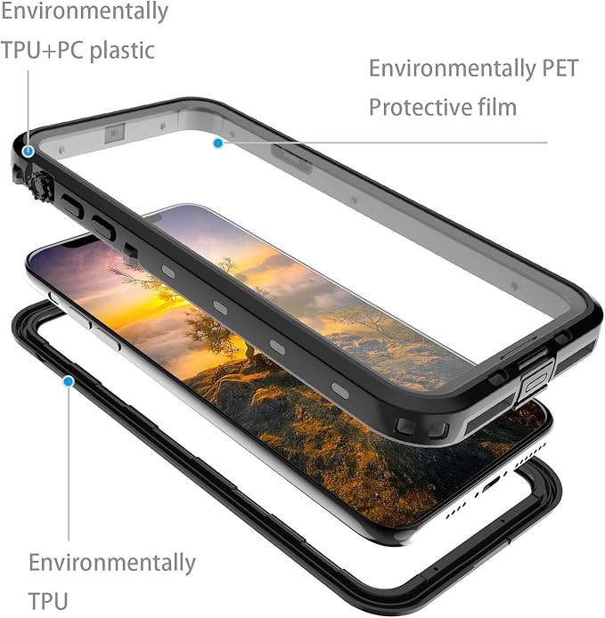 Waterproof Phone Case Compatible with iPhone 11 Pro Max, IP68 Waterproof Shockproof Dust-Proof Phone Case with Built in Screen Protector, Full Body Protective Case (Black, iPhone 11 Pro Max)