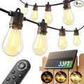 addlon 33FT (27+6) Solar String Lights for Outside Outdoor Waterproof with USB Port & Remote Control Solar Patio Lights Last for 20+Hrs Dimmable Solar Power LED Bulbs Hanging for Porch Garden Bistro