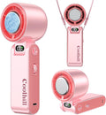 Handheld Portable Fan with Ice Cooler: 100-Speed 5500mAh Rechargeable Handheld Fan, 12H Time Hand Cooling Personal Fans with 20000 RPM Air Turbo Tech for Travel Outdoor (Pink)