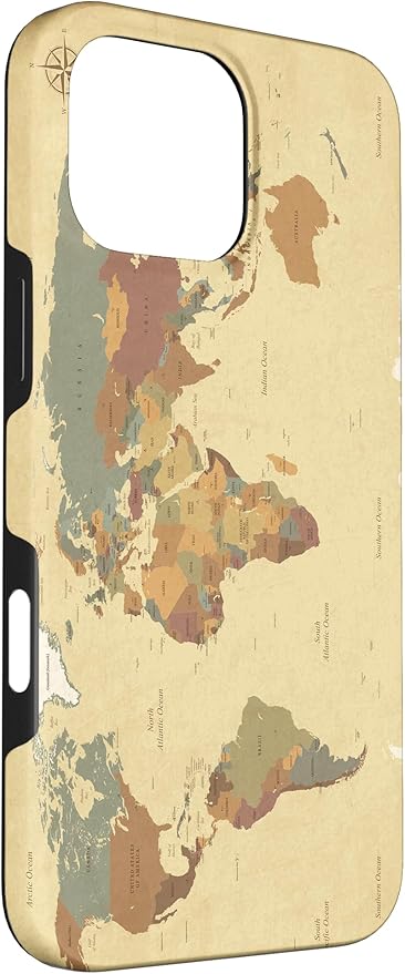 Globe Map Smartphone Cell Cover Gift World Map Pattern Phone Case for iPhone 16 Pro Max