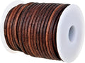 GENIQUE Real/Genuine Round Leather Cord for Jewelry Making, Leather String Cord for Crafting, Necklace, Bracelets, Braiding, Wraps (3mm, Antique Brown Distressed)