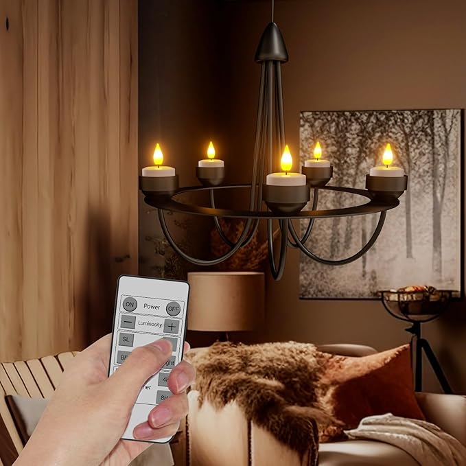 SoulBay Rechargeable Flameless LED Tea Lights Candles with Remote Control, 2.17" x 1.57", Set of 2, USB Charging Cable Included
