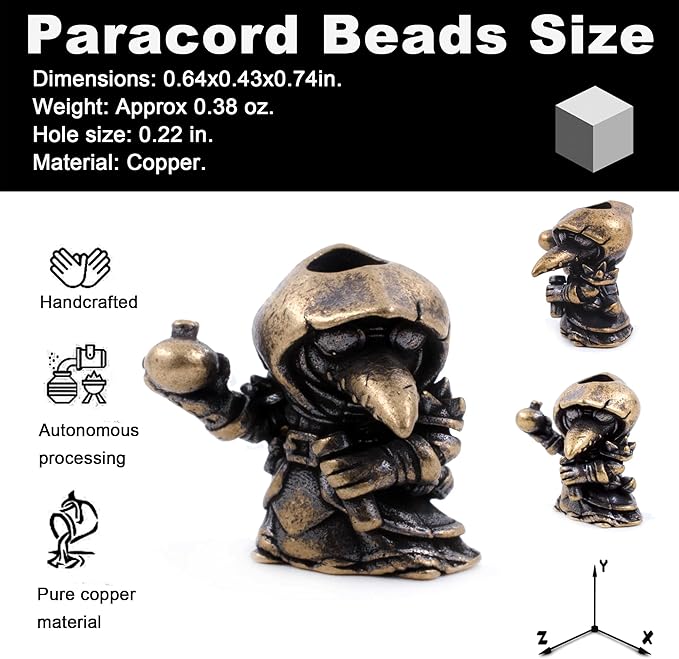 Copper Paracord Bead, 0.22 inch Hole, Handcrafted Knife Lanyard Bead for DIY Crafting