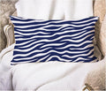 EKOBLA Zebra Stripe 12x20 Pillow Case Distressed Navy Blue White Animal Skin Print Wave Decorative Pillow Covers Cotton Linen Cushion Cover for Home Sofa Couch Decor 12x20 Inches