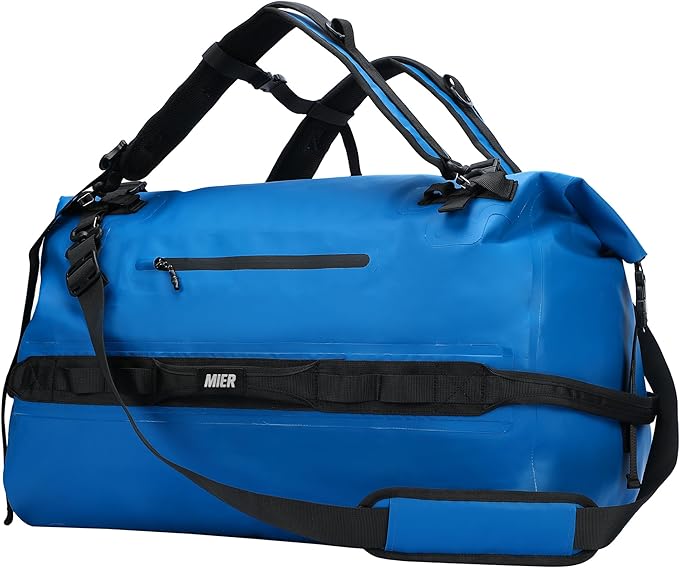 MIER Waterproof Duffel Bag Motorcycle Dry Bag Backpack Large Roll-Top Heavy Duty Dry Duffle Bags for Kayaking Camping Boating Gym Beach Cruise Ship, 60L/80L
