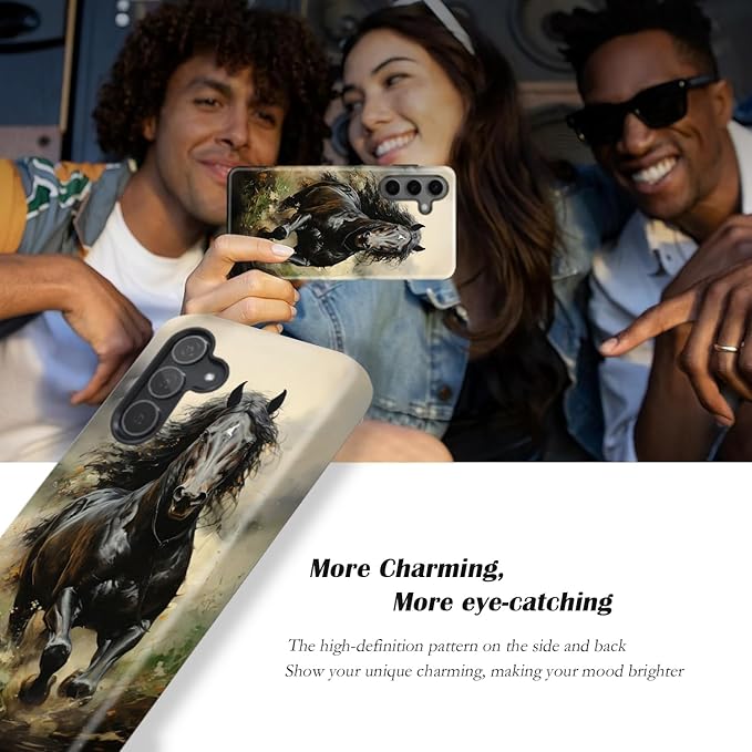 Compatible for Samsung Galaxy S25 FE 5G Case, Dual Layer Heavy Duty 2 in 1 Shockproof Protective Phone Case,Running Horse