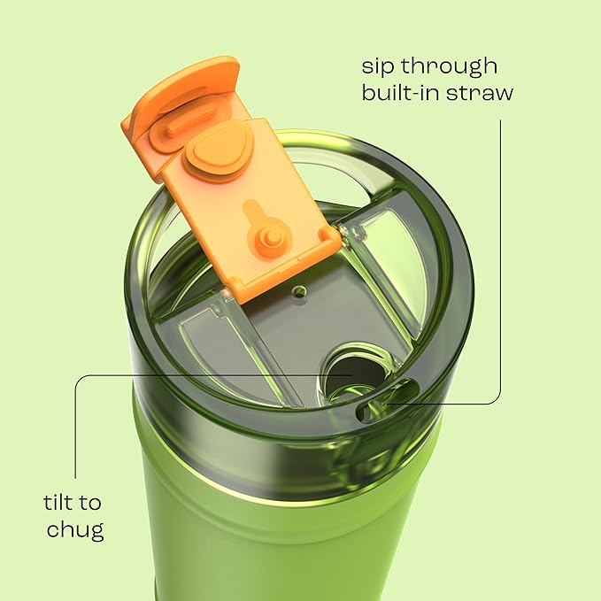 bubba 24 oz Dualsip Insulated Stainless Steel Water Bottle with Straw - Reusable, Leakproof, Lightweight, Dishwasher Safe, Lead-Free and BPA-Free, Glow Up