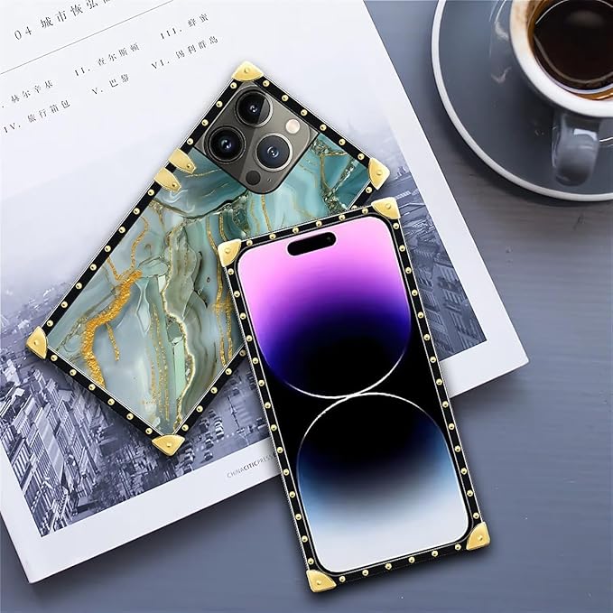 Compatible with iPhone 14 Pro Max Case, Golden Texture Marble Veining Luxury Golden Decoration for Girl Women Soft TPU Shockproof Protective Hard PC Back for iPhone 14 Pro Max