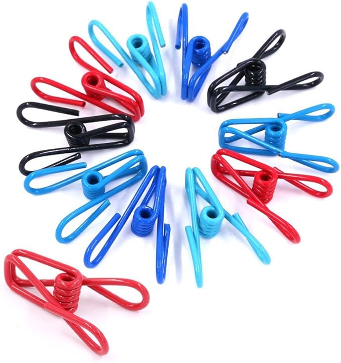 Swpeet 50 Pieces Multi-Purpose Metal Wire Clip Windproof Clothespin Metal Clips Holders for Office Clothes Baby Diaper Peg Clips Pins Hanging Hooks - Multi-Colors