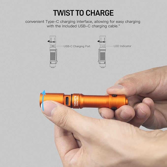 ThruNite Archer Mini Pocket EDC Pen Flashlight, USB-C Rechargeable Mini LED Flashlights, 405 Lumens Slim Pen Light with Clip for Inspection, Everyday Carry and Emergency Use