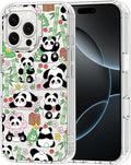MOSNOVO for iPhone 16 Pro Max Case, Shockproof Military-Grade Protection 6.6ft Drop Tested, Clear Phone Case for iPhone 16 Pro Max, Kawaii Panda Garden Design