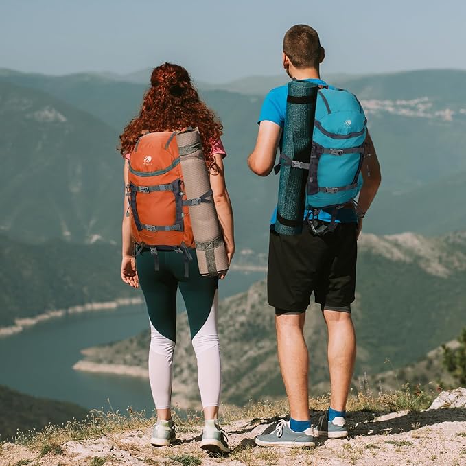 30L Skateboard Backpack for Men Women, Waterproof Hiking Backpack with Chest Strap for Camping Hunting, Lightweight Casual Travel Daypack for Skateboard Sport Outdoor, Blue