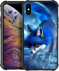 for iPhone X/Xs Case, Snowy Mountain Fox Lake Pattern Graphic Design Girl Boy Soft Silicone Hard Acrylic Shock Protection for iPhone X/Xs