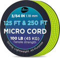 TECEUM Micro Paracord – 1.18 mm X 125 ft – Micro Utility Cord – Thin Braided Paracord Rope – Best for Crafting, DIY Projects, Fishing, Camping – Wind Chime Replacement – Survival Strong String