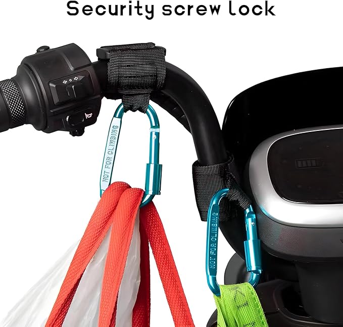 2 PCS UTV Hook for Hanging Headsets, Aluminum Alloy Stroller Carabiner Clips with Adjustable Strap, Multipurpose Roll Cage Hooks for Motorcycle Dirt Bike Scooter Owners (Light Blue)