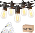 Svater Outdoor String Lights 100 FT, Patio for Outside with Shatterproof S14 Bulbs, Waterproof LED Hanging Light for Cafe Backyard Bistro Party, Warm White