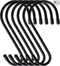 DINGEE 6 Pack Large S Hooks, Rubber Coated, Heavy Duty Non Slip, Black Vinyl Coated Closet S Hooks for Hanging Plants, Jeans, Pot, Pan, Garden, Bird Feeders