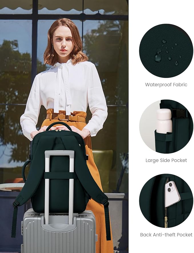 LOVEVOOK Carry On Travel Backpack For Women Flight Approved, 40L Personal Item Travel Bag for Airplanes, Business Weekender Fit 17 Inch Laptop, Waterproof Overnight Daypack with 2 Cubes